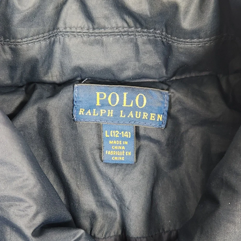 Polo Ralph Lauren Jacket Kids Large (12-14) Blue Quilted Nautical Buttons